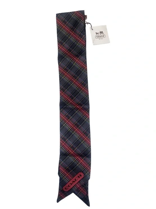 Coach Poppy Reversible Signature Tartan Plaid Silk Pony Scarf - Picture 3 of 6